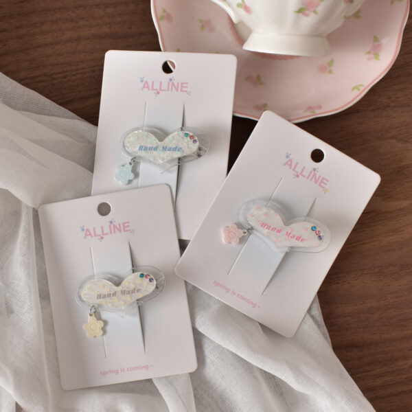 oly-924ef18c62654d8de6af576f215121b6 Wholesale Spring Love Heart Grid Pattern Acrylic Hair Clips 3pcs Trendy Fashion Jewelry Accessory