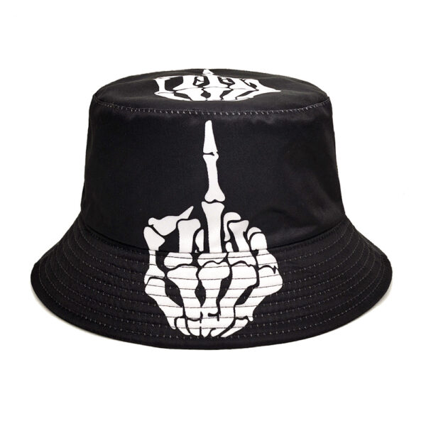 oly-9278fcf91bfebc019cb42072291d6935 Wholesale Skull Fingers Pattern Fisherman Hat Reversible Outdoor Sun Hat for Men Women Fashion Accessory for Daily Use
