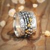 oly-9279a609d5b948571a7e8fb5f5dc0630 Wholesale European American Style Wide Band Double Color Bee Flower Ring Alloy Wedding Gift