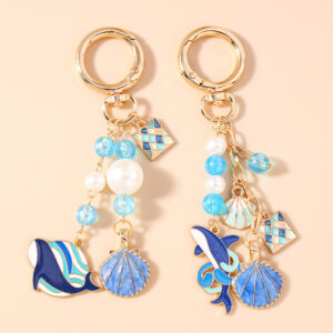oly-9292287bb3c1f126ea0761382647e305 Wholesale Trendy Shell Whale Keychain Zinc Alloy Cartoon Ocean Animal Bag Charm