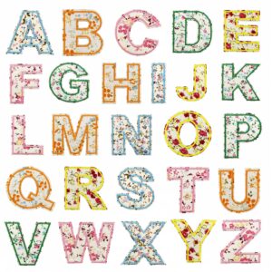 Alphabet floral cloth stickers set of 26 pieces