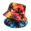 oly-92b312424227580ff5a507d366b649f7 Wholesale Chic Orange Double Sided Fisherman Hat with Colorful Coconut Tree Print Unisex Sun Hat