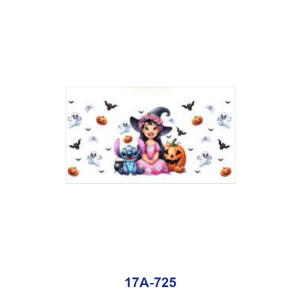 Wholesale 5pcs Halloween Island Girl Blue Alien Creature Pumpkin Bat Ghost Flower Checkered Mixed Decor Prints 16oz Cup UV DTF Wraps OLY Exclusive