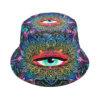Wholesale Fashion Print Fisherman Hat with Eyes Blue Pattern Sun Protection Outdoor Cap