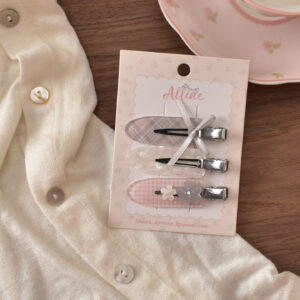 4# pink floral seamless hair clips - 3 piece set