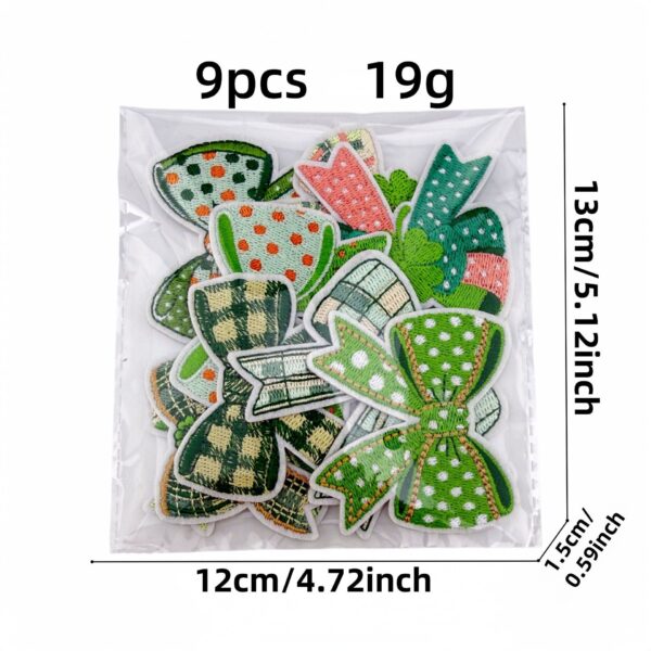oly-92f809c521ab01fcc3e5144b7cfccfe4 Wholesale Cartoon Green Bow Embroidery Patches Set of 9 - Decorative Accent, Gift or Resale