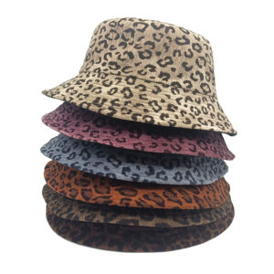 Wholesale Corduroy Leopard Print Reversible Bucket Hat for Women Trendy Casual Sun Hat