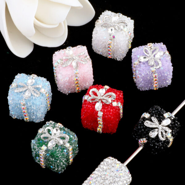oly-932c4af06bea199a45c3557d02e3b33d Wholesale Electroplated Plastic Resin DIY Phone Chain Key Chain Beads Purple Bow Christmas Sugar Diamond Ball Gift Decorative Accessory