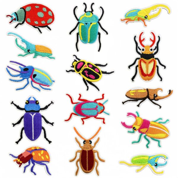 oly-9333d9f0bb4335723e048311deb162d2 Wholesale Colorful Cartoon Insect Embroidered Patches 14-Piece Set for Clothing Bag Decoration Iron-On DIY Craft Supply