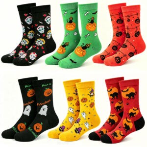 oly-933459ae2a2c7e9f9a6543abf6ca9619 Wholesale Halloween Fashion Mid Calf Cotton Socks Unisex Warm Gift