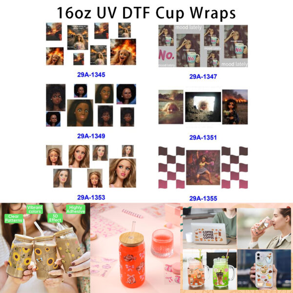 Wholesale 16oz Barbie Girl Cartoon Series Cup UV DTF Wraps
