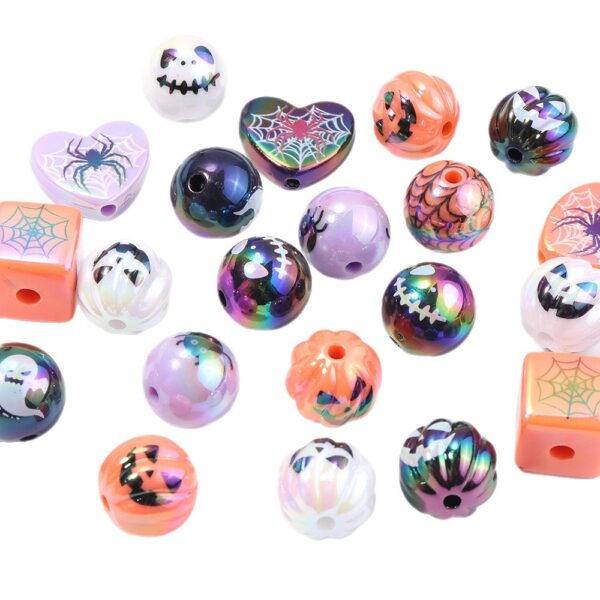 oly-9355a7ea705d375a9ee381b8205f9d48 Wholesale Halloween Pumpkin Spider Web Acrylic Beads Fashion DIY Jewelry Accessory for Resale