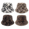 Wholesale Chic Leopard Plush Bucket Hat for Women Winter Sun Protection Boutique