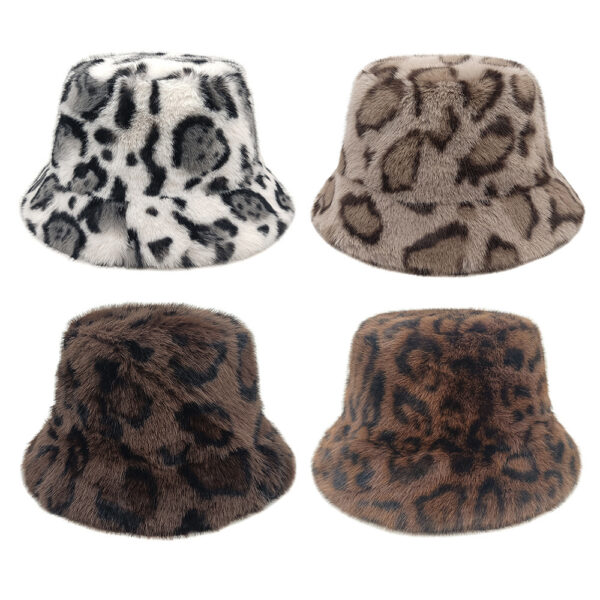 Wholesale Chic Leopard Plush Bucket Hat for Women Winter Sun Protection Boutique