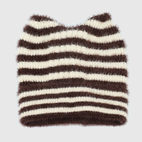oly-936ee284f273eabcf73faadf54806471 Wholesale Trendy Striped Cat Ear Knit Beanie Winter Warm Hat for Women Fashion Accessory Gift