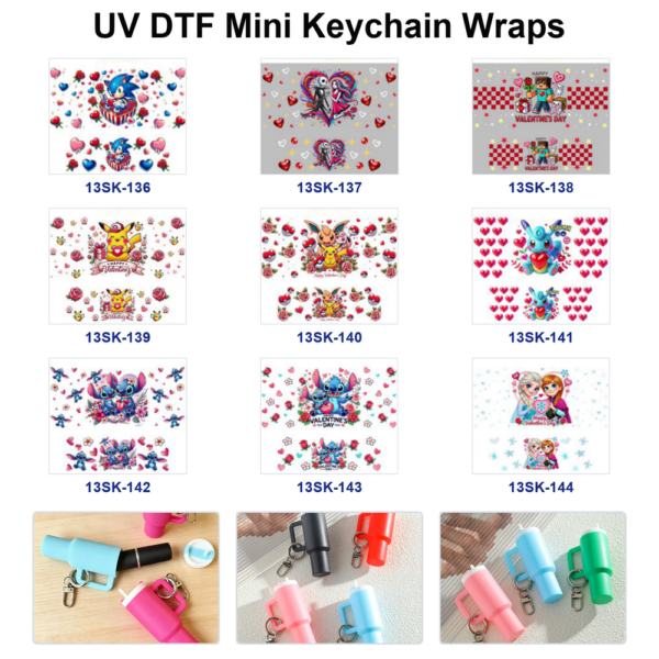 Wholesale 8pcs Valentine Love Design Mini Cup Keychain Sticker