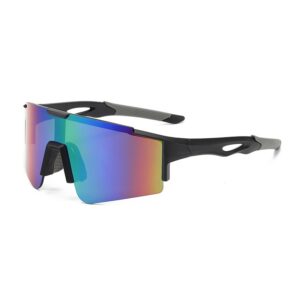 Black and gray frame with green mercury lenses