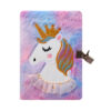 oly-9384b0dcf55c92fa3794ab14726a9049 Wholesale Cartoon Plush Unicorn Notebook with Lock Tie Dyed Purple A5 Diary for Students Resale