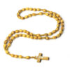 Wholesale Natural Wood Bead Cross Rosary Necklace Religious Jewelry for Gift Boutique Resale
