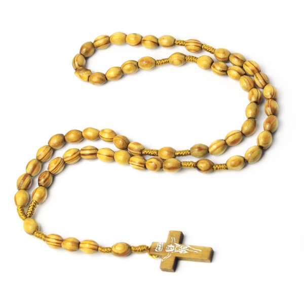 Wholesale Natural Wood Bead Cross Rosary Necklace Religious Jewelry for Gift Boutique Resale