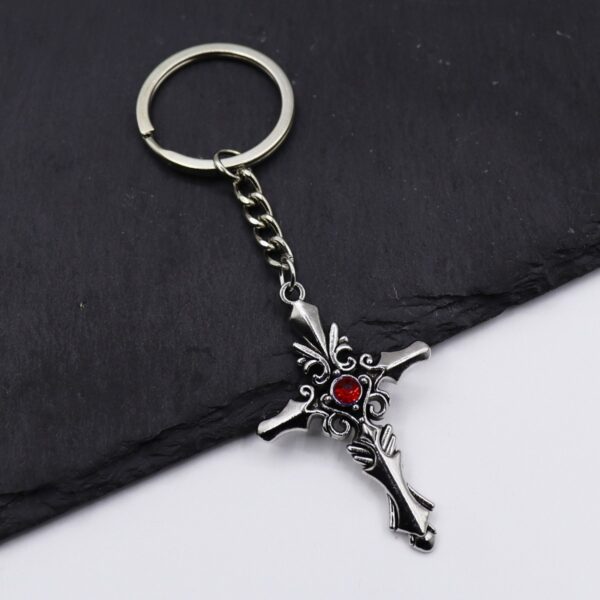 Wholesale Vampire Diary Cross Keychain Pendant, Zinc Alloy White Decorative Resale Accessory OLY Exclusive