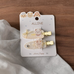 34# Yellow Heart-Shaped Rhinestone Clip - 2pcs