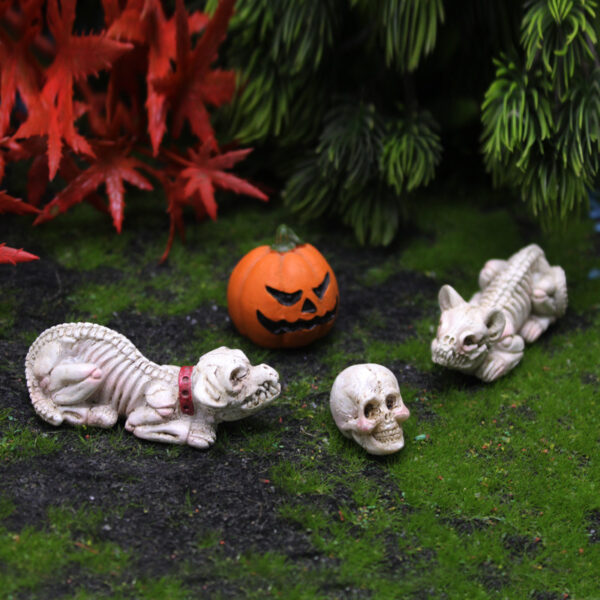 Wholesale Halloween Pumpkin Skeleton Cat Resin Ornament Garden Decor Gift