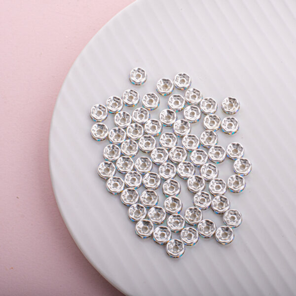 oly-93cf4f5cd390414489d39499f1a3f063 Wholesale Silver Electroplated Round Spacer Beads Plastic Resin DIY Jewelry Making and Car Keychain Accessories