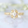 Wholesale Women's Vintage Opal Ring 14K Gold Plated Carved Hollow Geometric Design Engagement Gift Fashion Accessory