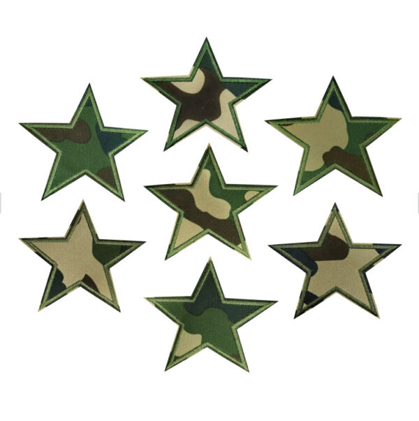 Wholesale Polyester Camouflage Five-Pointed Star Bow Embroidered Patch for DIY Craft Supply