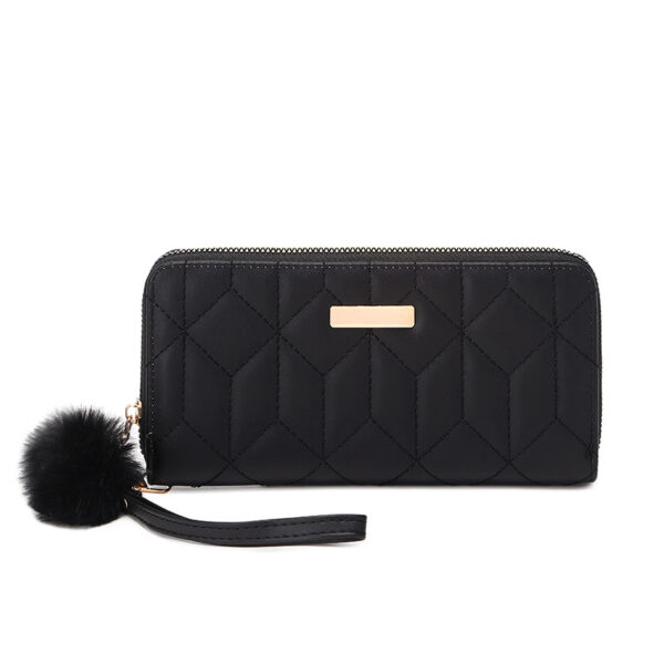 oly-9453450388d5a00e517464598d0f8ed1 Wholesale Embroidered Striped Pu Leather Long Wallet with Pom Pom Trendy Fashion Accessory