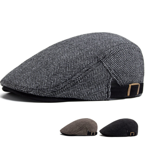 Wholesale Vintage Herringbone Cotton Beret Cap Chic Fashion Accessory for Men, Boutique Resale