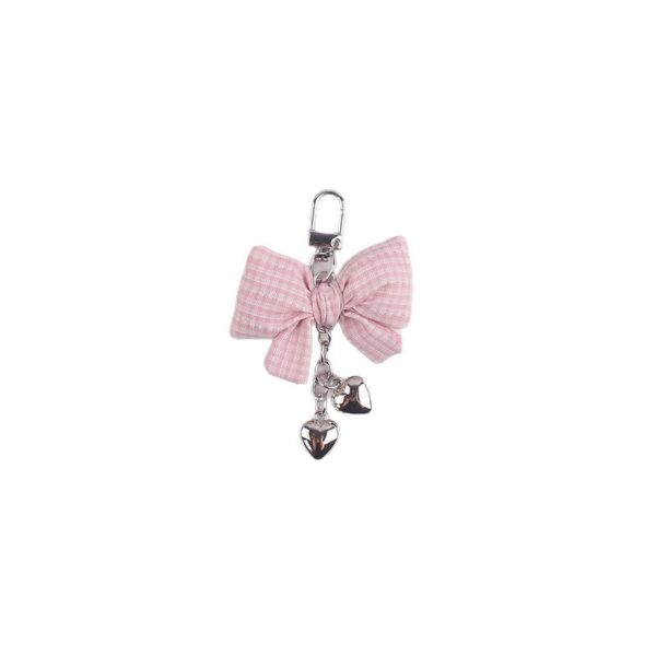 Wholesale Trendy Blue Plaid Bow Silicone Keychain Bag Charm Decorative Accessory Gift
