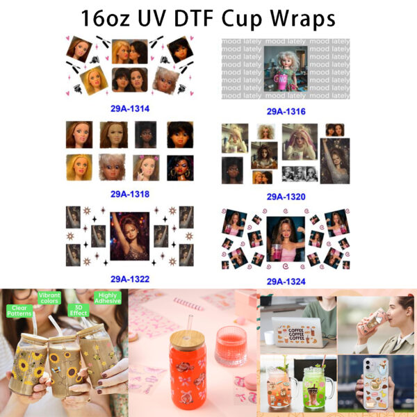 Wholesale 16oz Dancing Girl Cartoon Series Cup UV DTF Wraps