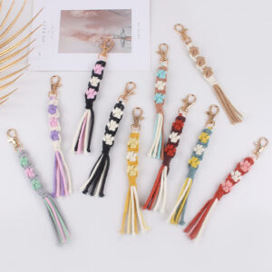 oly-947f08630214fd1f07c0fd04127db6dd Wholesale Trendy Handmade Cotton Rope Keychain Dog Paw Pattern Turmeric Color Festival Gift Car Key Accessory