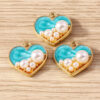 Wholesale 10 Pcs Pink Heart Pendants with Pearl Inlay Romantic DIY Fashion Accessory