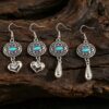 oly-9494a6b0290eb46cacc8c7d37425cf36 Wholesale Electroplated Zinc Alloy Water Drop Turquoise Earrings, Geometric Vintage Bohemian Style Fashion Accessory
