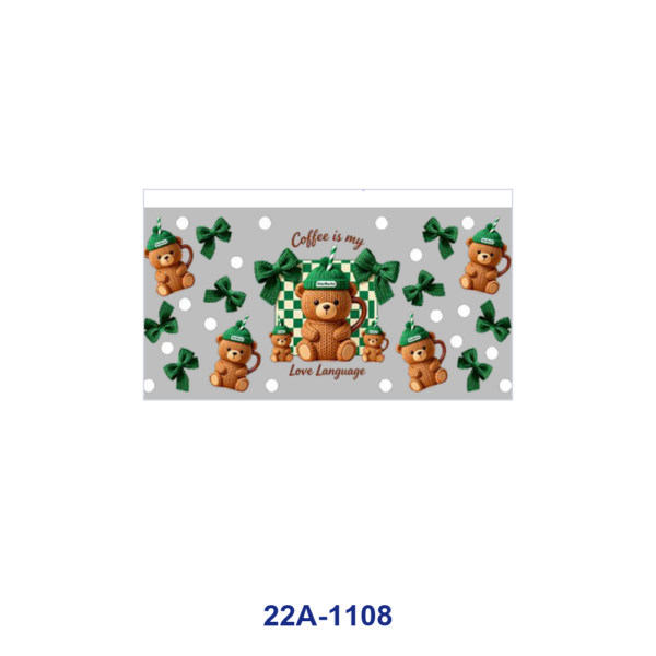 oly-94a4595be80bcdfe5b9ebca673f3abf1 Wholesale 5pcs Fresh Cozy Christmas Bear Coffee Cup Bow Star Snowflake Lettering Mixed Decor Prints 16oz Cup UV DTF Wraps