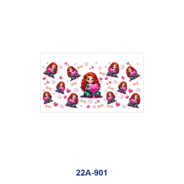 oly-94afb384bf2db14c07212d322c40aa5c Wholesale 5pcs Dreamy Cute Cartoon Princess Mouse Alien Character Heart Flower Apple Bone Mixed Decor Prints 16oz Cup UV DTF Wraps OLY Exclusive