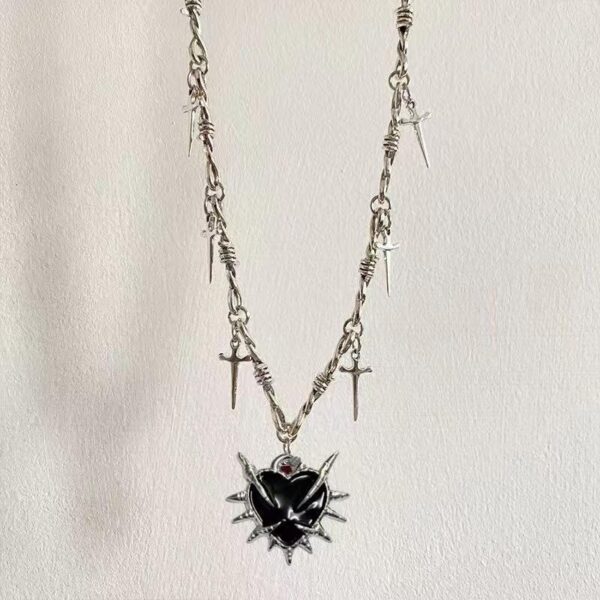 oly-94bf958a088151b7580f5ec4cd9c972b Wholesale Zinc Alloy Gothic Red Love Heart Thorn Pendant Necklace for Everyday Wear