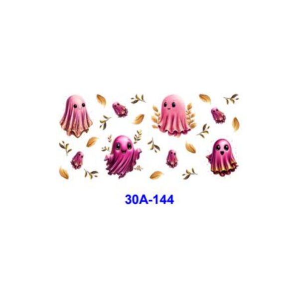Wholesale 5pcs Pink Pastel Ghost Witch Pumpkin 16oz Cup UV DTF Wraps