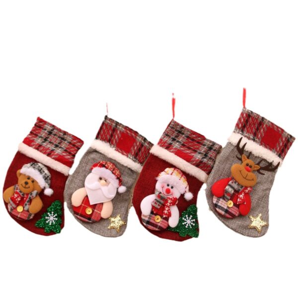 oly-94c4c6e0eb3e1bd0bb550f9f3079abde Wholesale Plaid Christmas Stocking Decorative Accent Tree Hanging Gift Bag