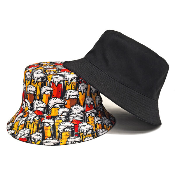 Wholesale Retro Beer Pattern Bucket Hat Sun Protection Fashion Accessory for Women Boutique Gift