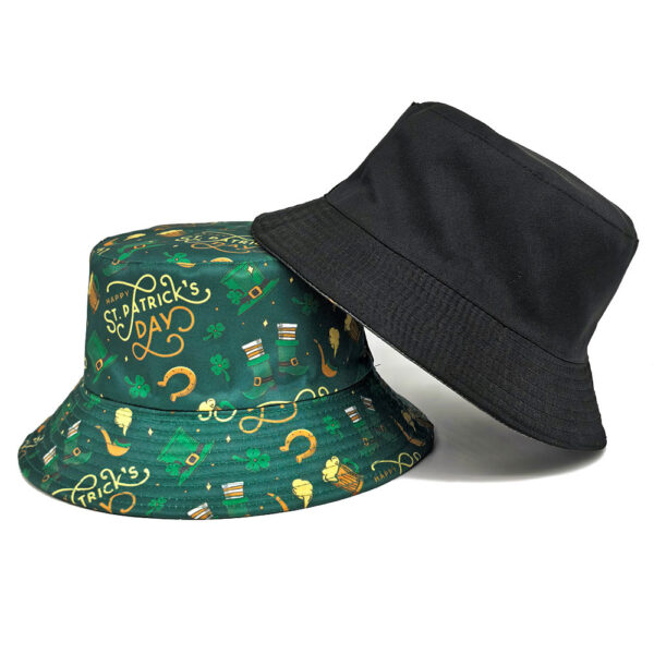 Wholesale Clover Print Bucket Hat Double Sided Sun Protection Hat for Women Casual Outdoor Travel
