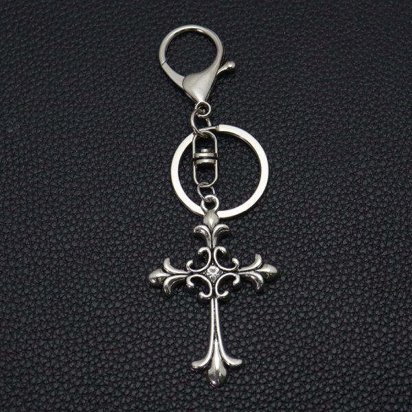 Wholesale Vintage Cross Rhinestone Keychain Zinc Alloy Antique Finish Bag Charm Boutique Resale