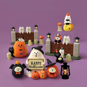 Wholesale Resin Halloween Cat Figurine Trick or Treat Pumpkin Decorative Accent for Party