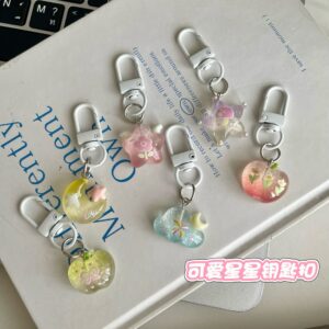 oly-95154025e3e94bbfe1963c9a7370e9b8 Wholesale Resin Star Cloud Bag Charm Cute Keychain for Girls Trendy School Backpack Accessory