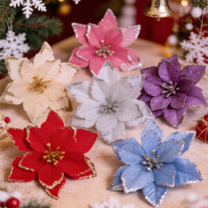 Wholesale European Style Red Christmas Flower Hanging Ornaments for Festive Home Decor