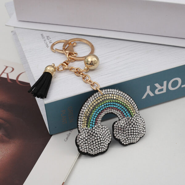 oly-955df8498a525a496efb7a2e794bba79 Wholesale Rainbow Rhinestone Tassel Keychain, Decorative Car Key Accessory, Wedding Gift Boutique