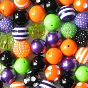Wholesale Acrylic Loose Beads 50pcs Halloween Colors Chunky 20mm for DIY Jewelry Making Craft Supply